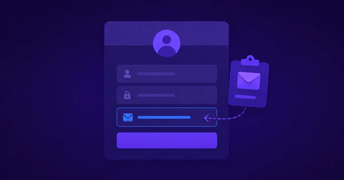 Signup form with a temporary email address being entered for website registration