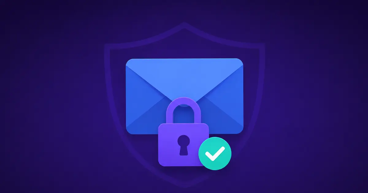 Email envelope with a lock icon and checkmark representing temporary email safety