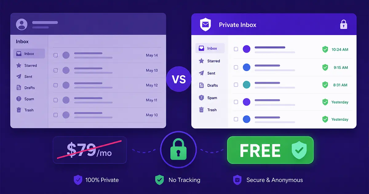 Comparison interface showing Mailinator versus modern temp mail alternatives