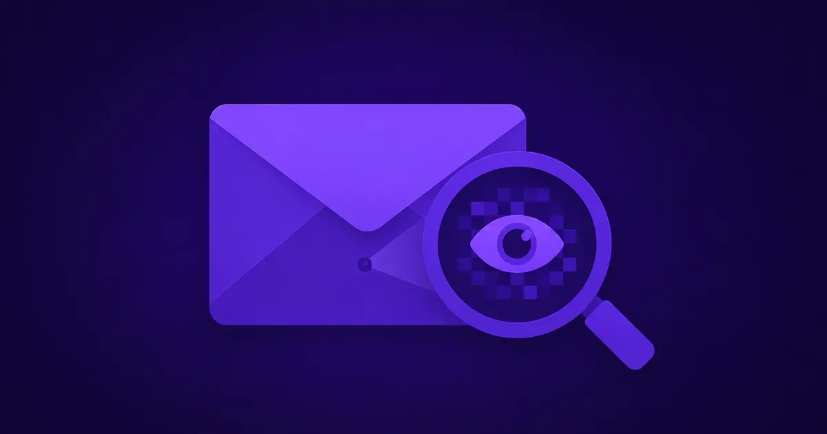 Email envelope with a hidden tracking pixel eye being revealed