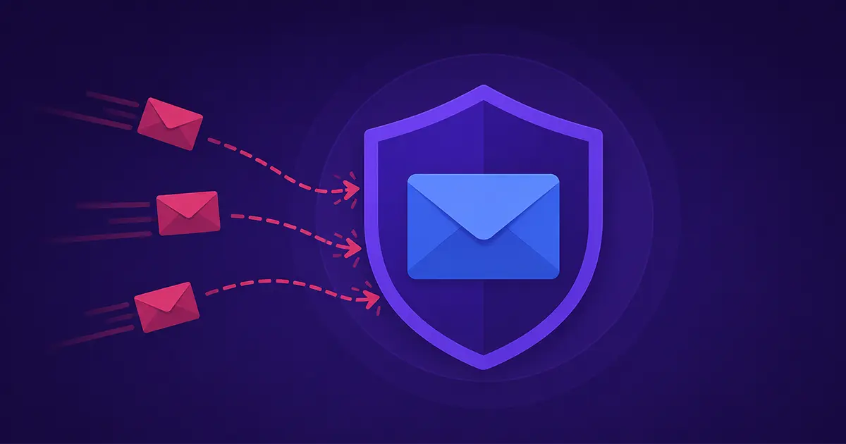 Shield protecting email envelope from incoming spam messages